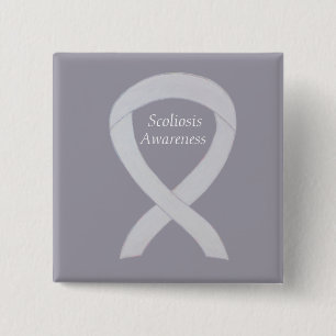 Scoliosis Awareness White Ribbon Custom Art Pin