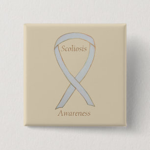 Scoliosis Awareness White Ribbon Custom Art Pin