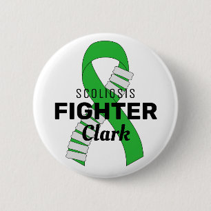 Scoliosis Fighter Ribbon White Button