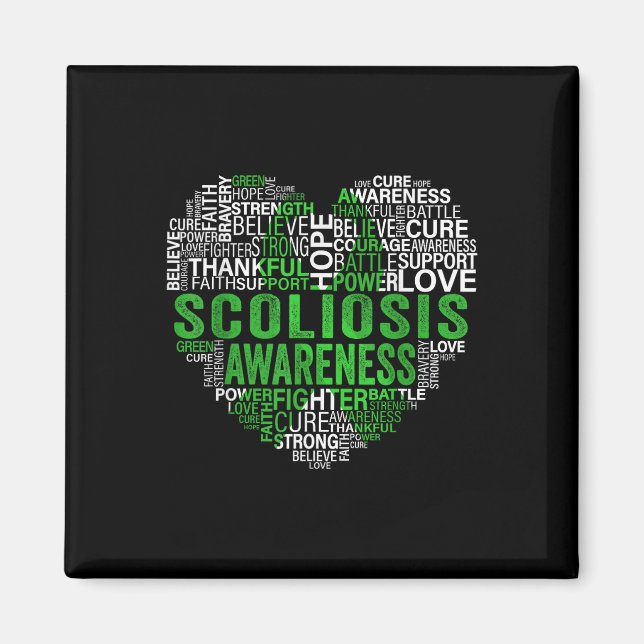 Scoliosis Green Ribbon Awareness Support  Magnet (Front)