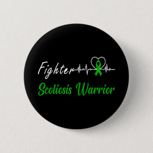 Scoliosis Warrior Heartbeat Fight Green Ribbon Lov 6 Cm Round Badge
