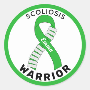 Scoliosis Warrior Ribbon White Round Sticker