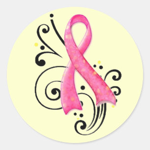 Scoll Pink Ribbon Sticker