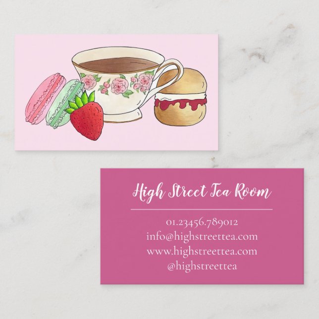 Scone Clotted Cream Jam Tea Shoppe Café Bakery Business Card (Front/Back)