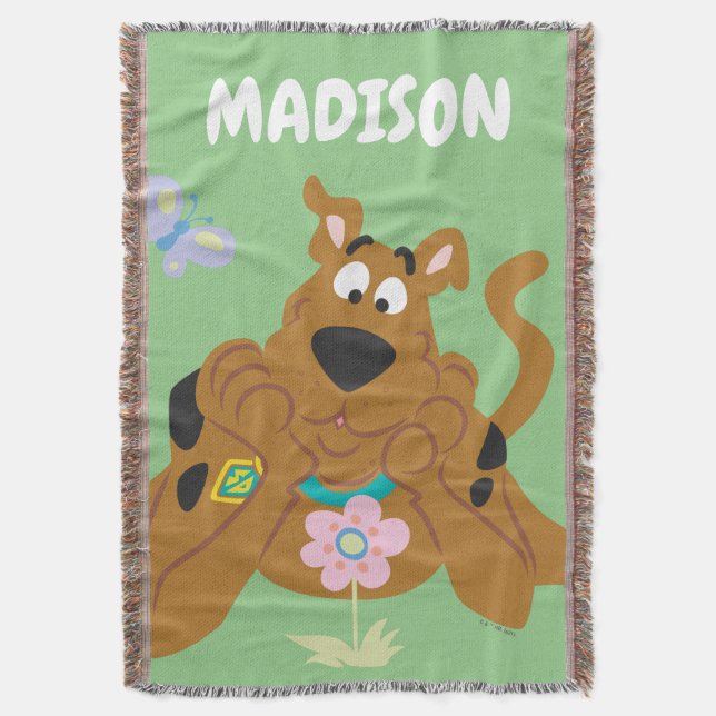 Scooby-Doo Admiring Flower Throw Blanket (Front Vertical)