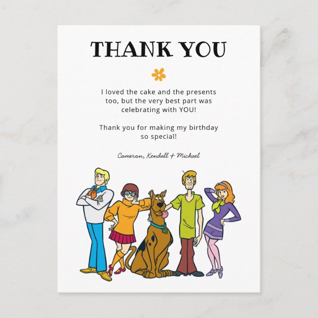 Scooby-Doo and the Gang Birthday Thank You Postcard (Front)
