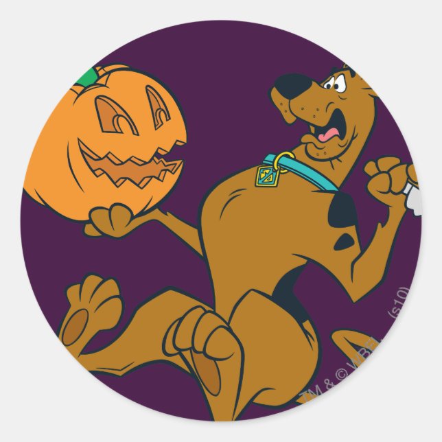 Scooby-Doo Carving Pumpkin Classic Round Sticker (Front)