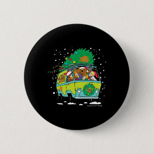 Scooby Doo Christmas Mystery Machine  6 Cm Round Badge