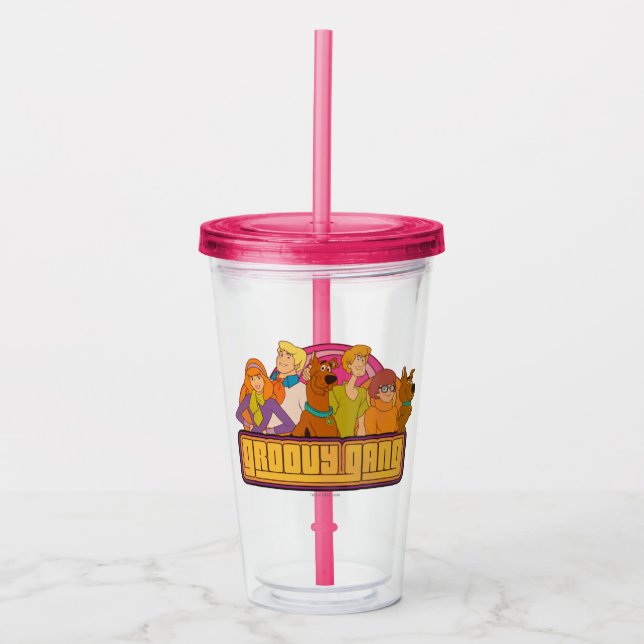 Scooby-Doo | "Groovy Gang" Retro Cartoon Graphic Acrylic Tumbler (Front)