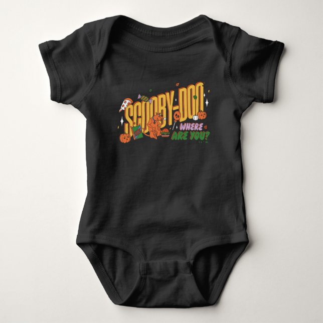 Scooby-Doo Halloween Snack Logo Baby Bodysuit (Front)