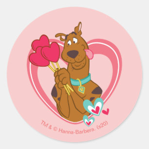 Scooby-Doo Holding Heart Lolipops Classic Round Sticker