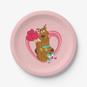 Scooby-Doo Holding Heart Lolipops Paper Plate
