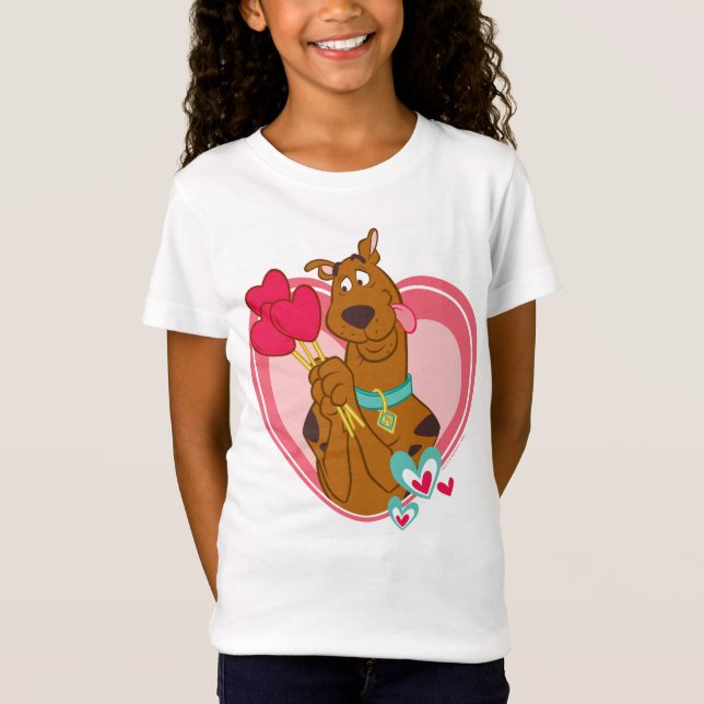 Scooby-Doo Holding Heart Lolipops T-Shirt (Front)