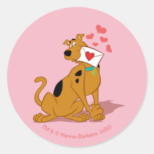 Scooby-Doo - Holding Valentine Envelope Classic Round Sticker