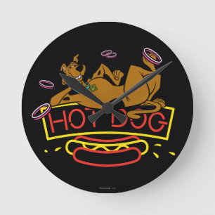 Scooby-Doo Hot Dog Neon Sign Round Clock