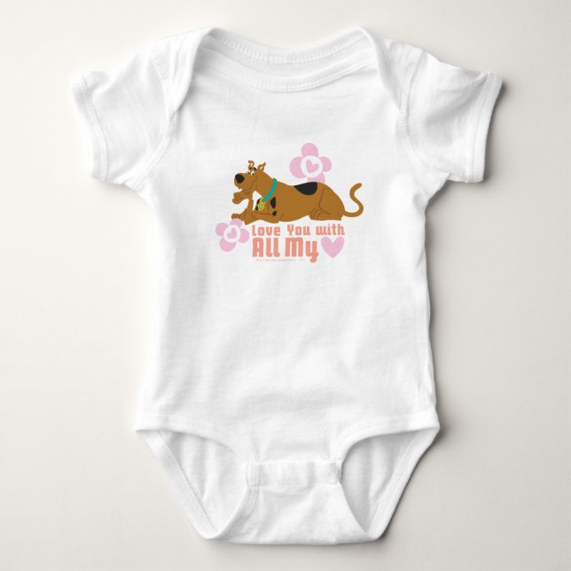 Scooby-Doo "Love You With All My Heart" Baby Bodysuit (Front)