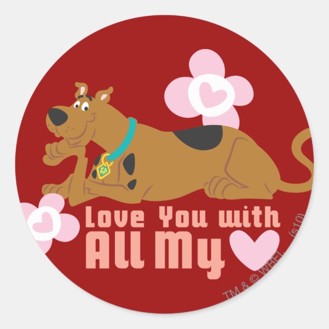 Scooby-Doo "Love You With All My Heart" Classic Round Sticker (Front)