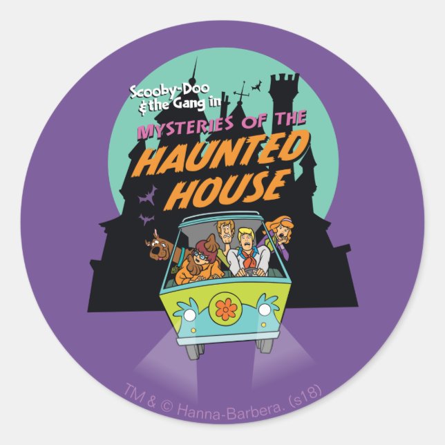 Scooby-Doo "Mysteries Of The Haunted House" Classic Round Sticker (Front)