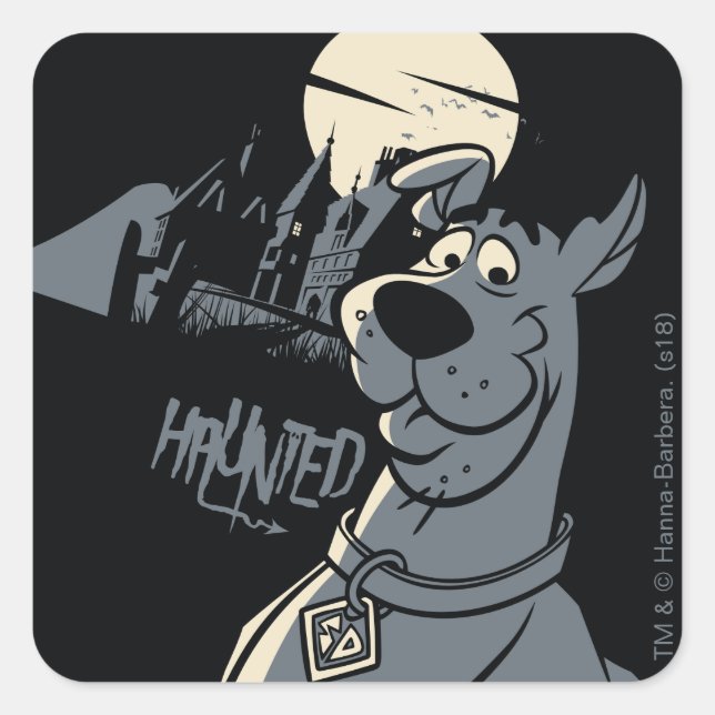Scooby-Doo Noir Haunted Mansion Graphic Square Sticker (Front)