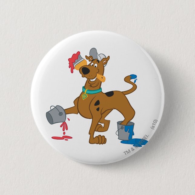 Scooby-Doo Paints 6 Cm Round Badge (Front)