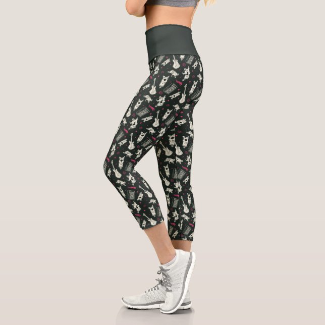 Scooby-Doo Punk Guitar and Amp Pattern Capri Leggings (Left)