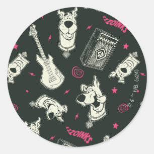 Scooby-Doo Punk Guitar and Amp Pattern Classic Round Sticker