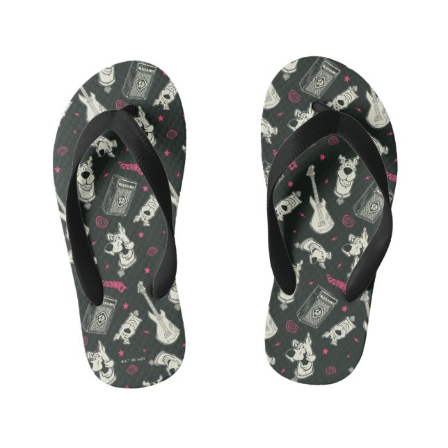 Scooby-Doo Punk Guitar and Amp Pattern Kid's Jandals (Footbed)