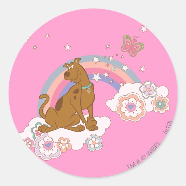 Scooby-Doo Rainbow Butterfly Classic Round Sticker (Front)