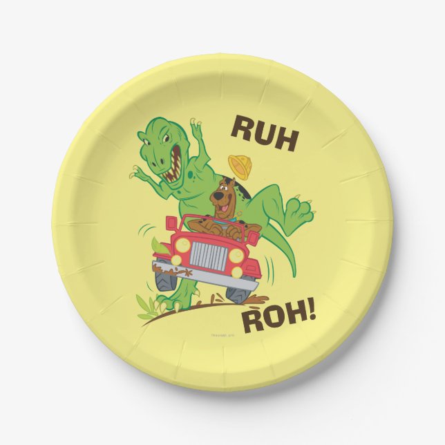 Scooby-Doo T-Rex Attack Paper Plate (Front)