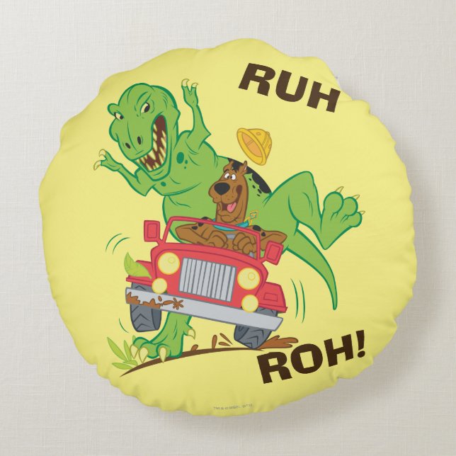 Scooby-Doo T-Rex Attack Round Cushion (Back)