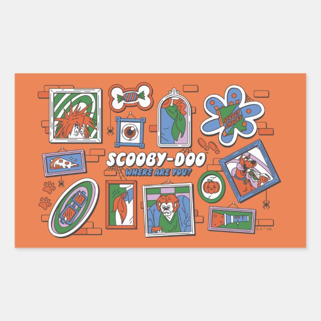 Scooby-Doo Wall of Halloween Picture Frames Rectangular Sticker (Front)