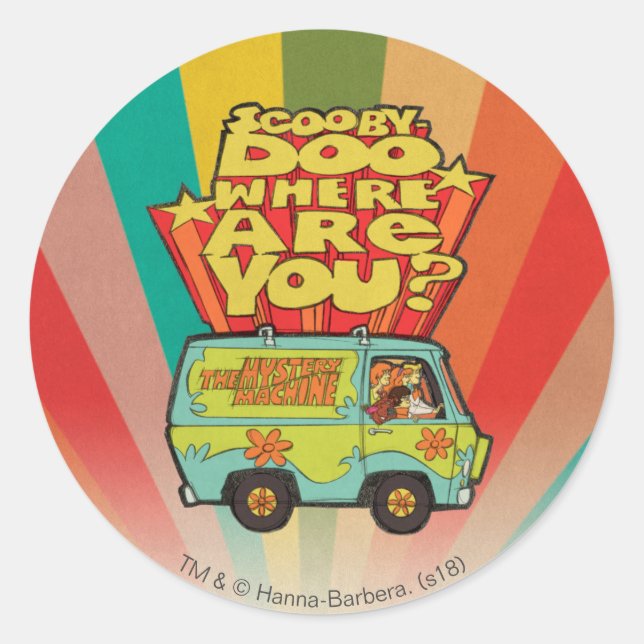 Scooby-Doo | "Where Are You?" Retro Cartoon Van Classic Round Sticker (Front)