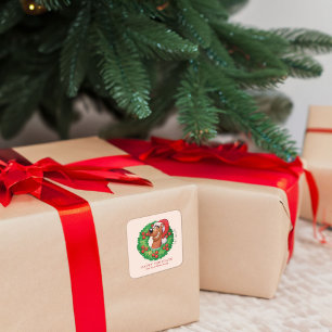 Scooby in Christmas Wreath - Personalised Square Sticker