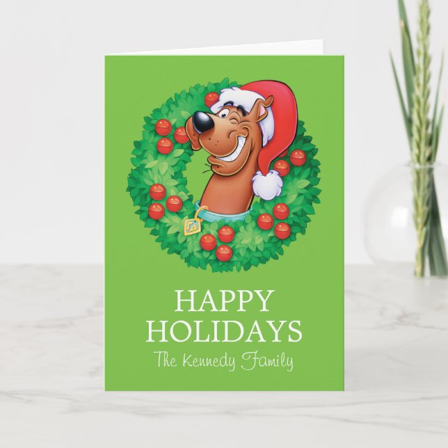 Scooby in Wreath Holiday Card (Front)