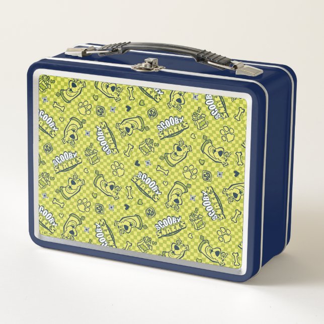 Scooby Snacks Galore Chequered Pattern Metal Lunch Box (Front)