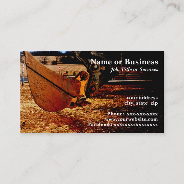 scoop for backhoe business card (Front)