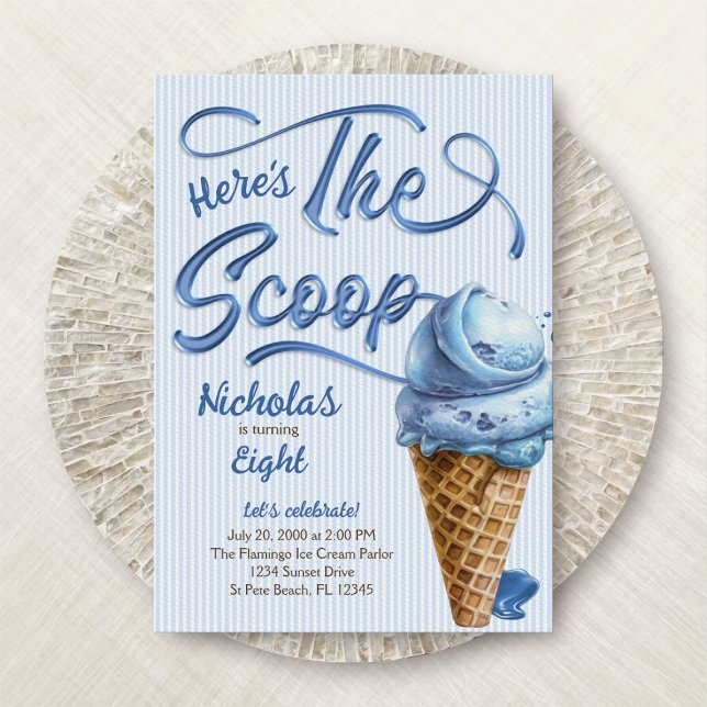 Scoop Ice Cream Boys Any Age Birthday Invitation (Creator Uploaded)