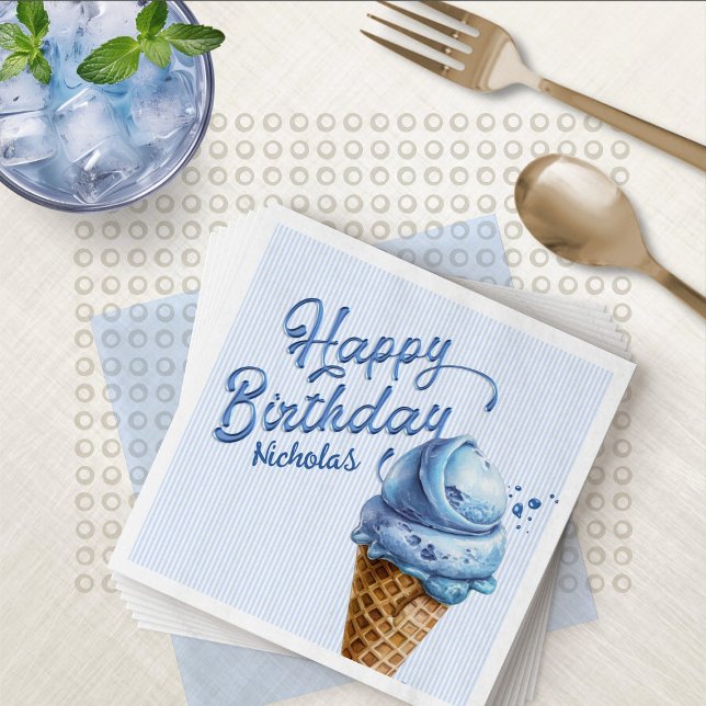 Scoop Ice Cream Boys Any Age Birthday Napkin (Creator Uploaded)