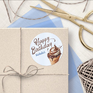 Scoop Ice Cream Boys Birthday Classic Round Sticker