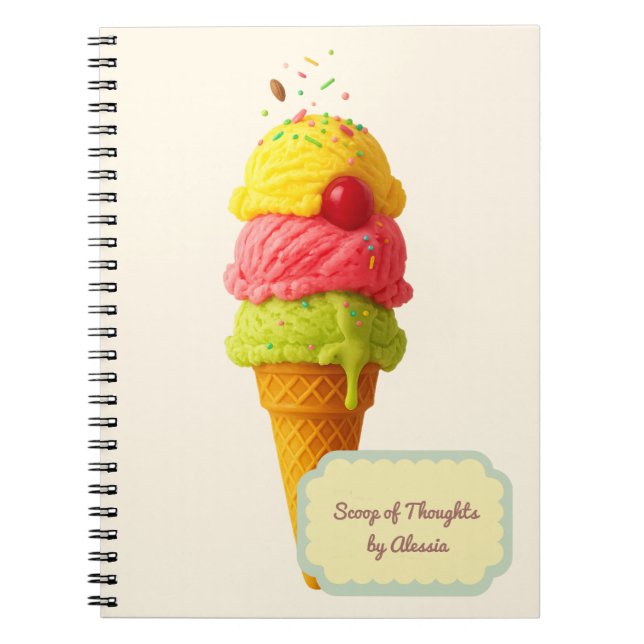  Scoop of Thoughts – Personalised Ice Cream  Notebook (Front)