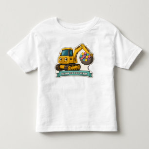 Scoop Up the Stars Smiling Yellow Excavator Toddler T-Shirt