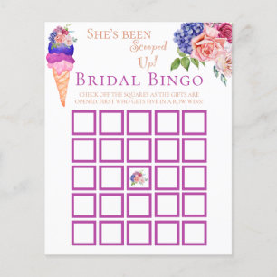 Scooped Ice Cream Floral Bridal Shower Bingo Game