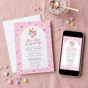 Scooped Up Bridal Shower Sweet Pink Custom Invitation