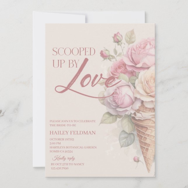 Scooped Up by Love Bridal Shower Invitation, Blush Invitation (Front)
