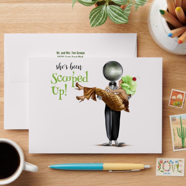 Scooped Up Chocolate Ice Cream Bridal Shower Envelope (Desk)