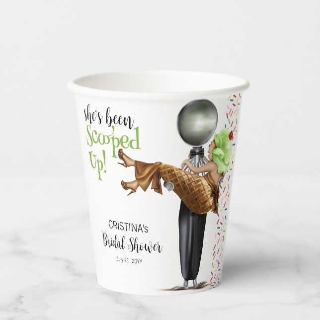 Scooped Up Chocolate Ice Cream Bridal Shower Paper Cups (Front)