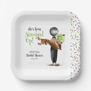 Scooped Up Chocolate Ice cream Bridal Shower Paper Plate