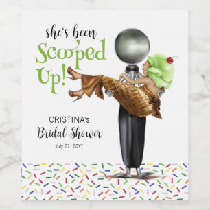 Scooped Up Chocolate Ice cream Bridal Shower Wine Label