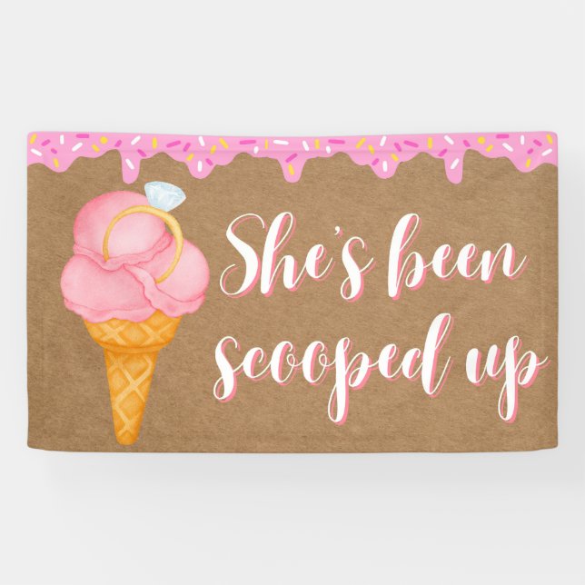Scooped Up Engagement Bridal Shower Banner Decor (Horizontal)