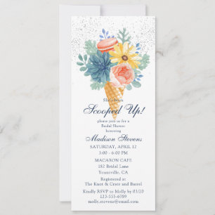 Scooped Up Floral Succulent Macaron Bridal Shower Invitation